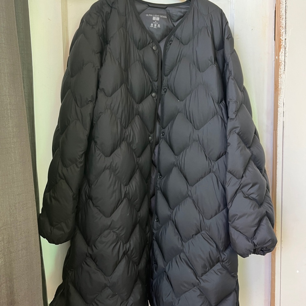 Uniqlo Black Ultra Light Down Quilted Puffer Coat
